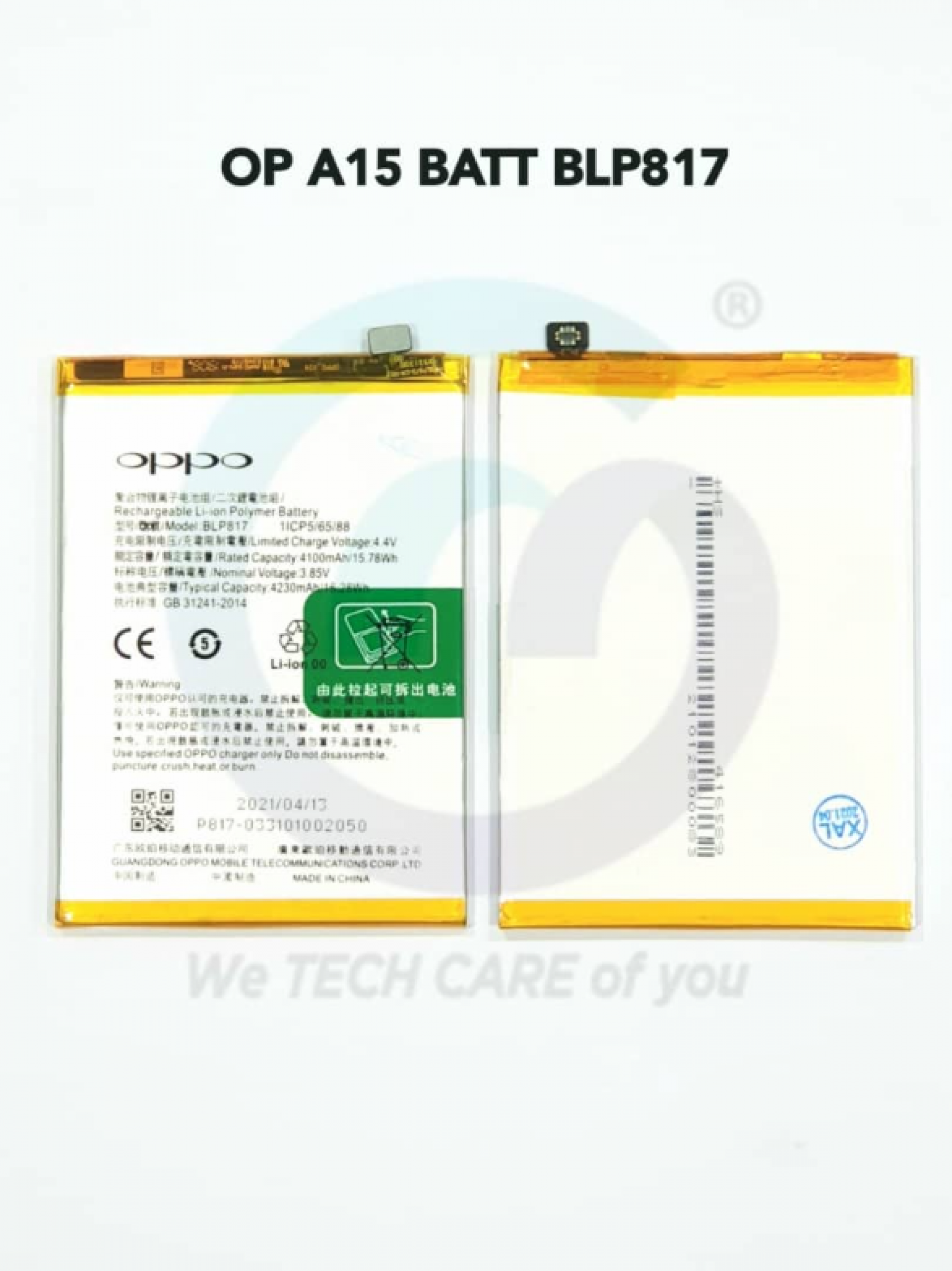 Contoh sebenar bateri Oppo A15