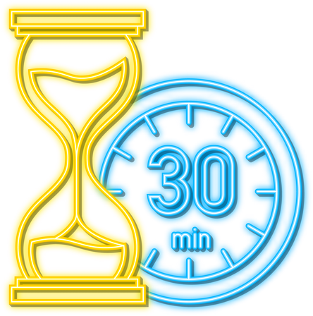 The 30 minutes, stopwatch vector neon icon. Stopwatch icon i